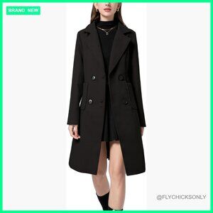 Women's Wool Blend Trench Coat Double Breasted Notched Collar